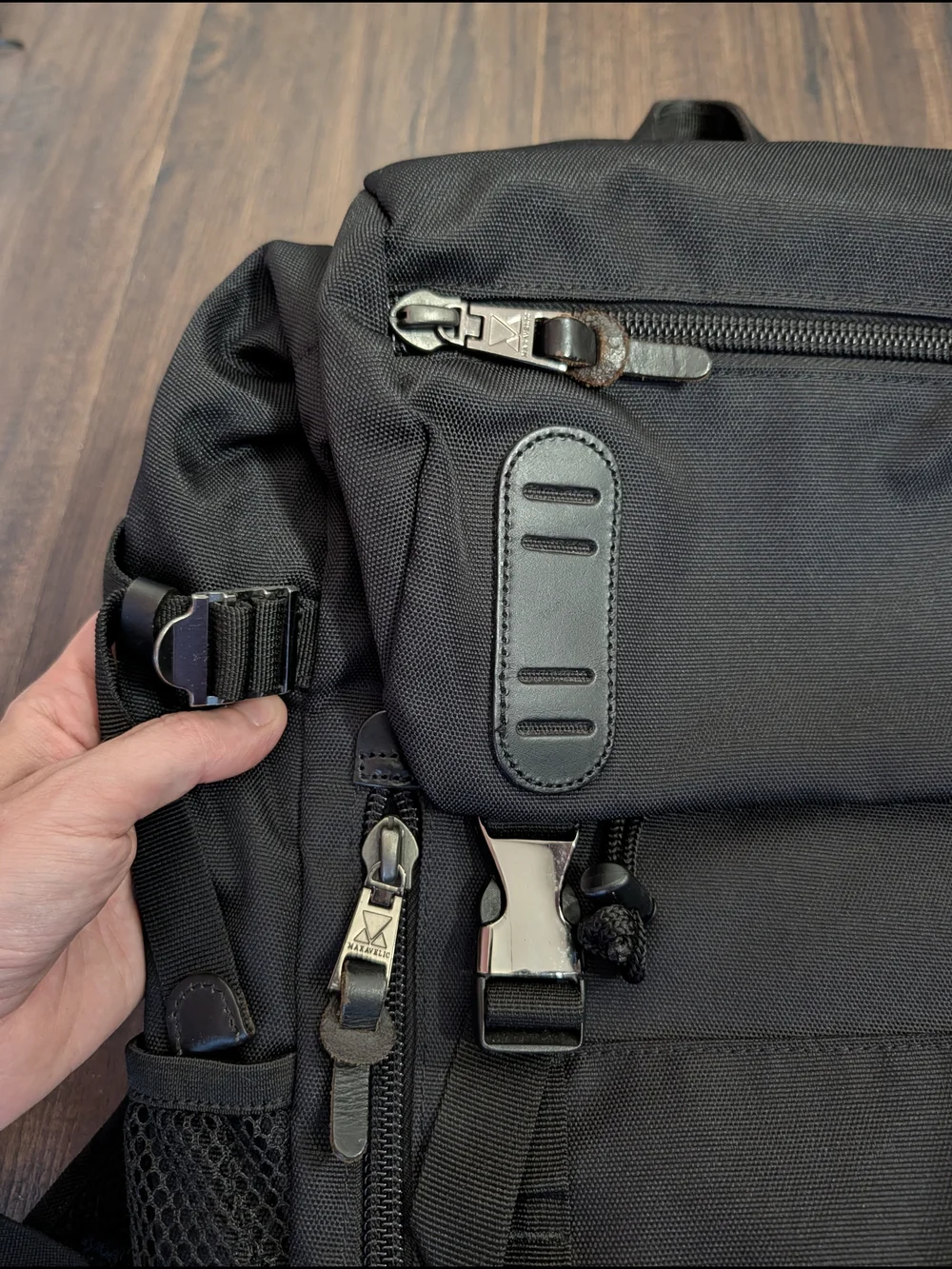 MAKAVELIC TOKYO Black Flap Fold-over Snap Urban Techwear Japanese Backpack